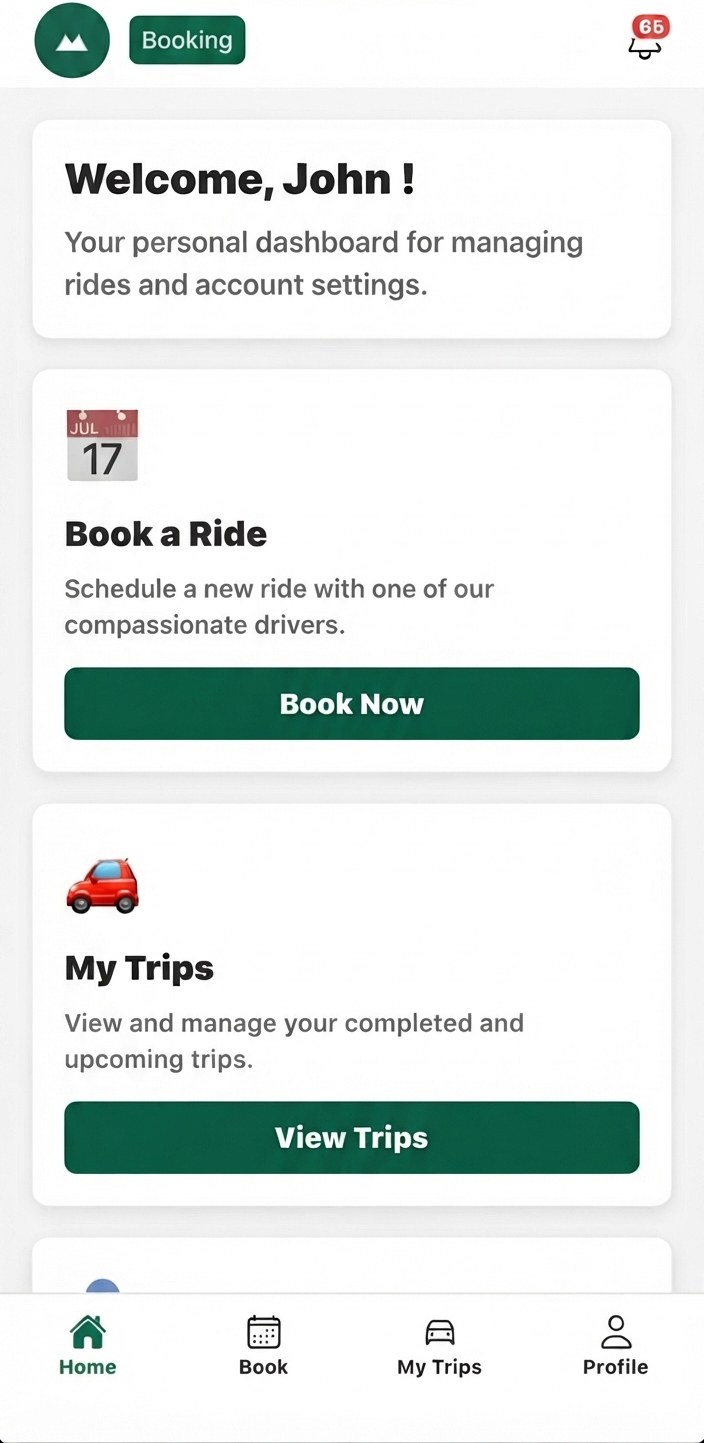 The Telligence booking app, branded for Summit Care Transport