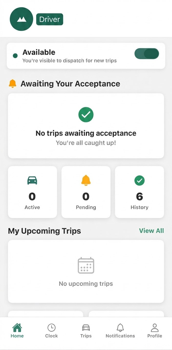 The Telligence driver app, branded for Summit Care Transport