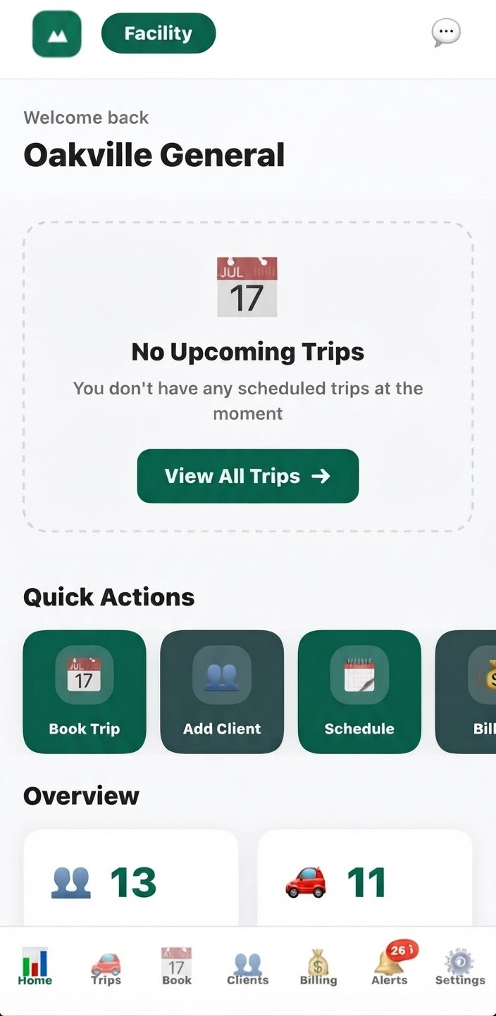 The Telligence facility app, branded for Summit Care Transport